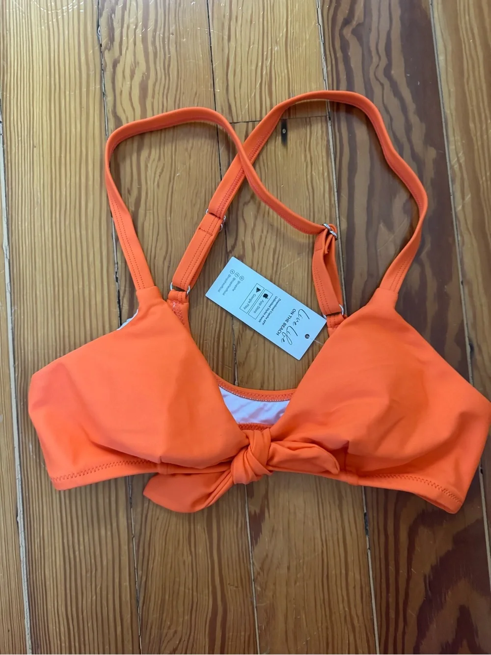 NWT Cupshe Knot-Front Bikini Top - Orange